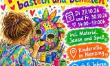 Ein Plakat mit einem Kind, das eine Maske malt