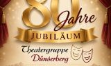 80 Jahre Theatergruppe DÃ¼nserberg-Plakat mit goldenem Text und roten VorhÃ¤ngen
