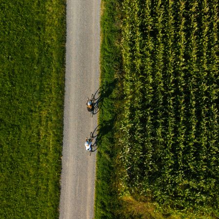 Fahrradfahrer von oben Fahrradfahrer von oben