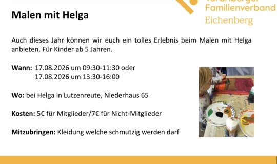 Ein gelb-orangefarbenes Poster mit einem KindergemÃ¤lde