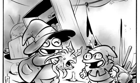 Cartoon mit zwei Zeichentrickfiguren Cartoon mit zwei Zeichentrickfiguren