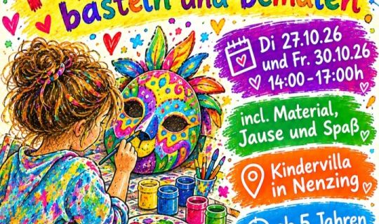 Ein Plakat mit einem Kind, das eine Maske malt