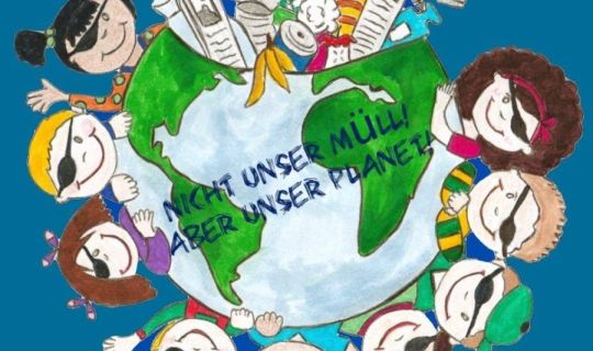 Eine Gruppe von Kindern rund um die Erde