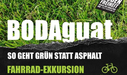 Schriftzug Bodaguat - So geht grün statt Asphalt Schriftzug Bodaguat - So geht grün statt Asphalt