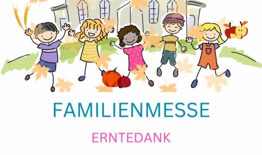 Eine Gruppe von Kindern, die vor einer Kirche tanzen