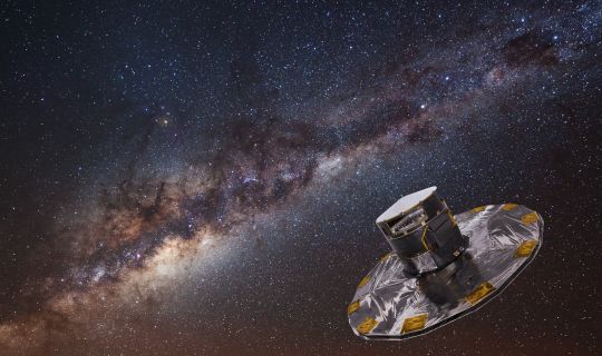 Gaia - Euclid - James webb (c) ESAATG medialag; background (c) ESOS-S. Brunier Veranstaltung Gaia - Euclid - James Webb, c. ESAATG medialab; background c. ESOS-S. Brunier.jpg