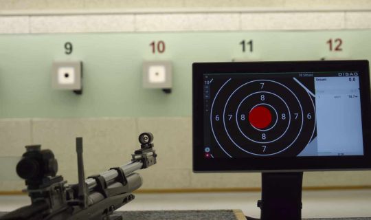 ein Luftdruckgewehr und ein Bildschirm