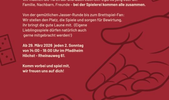 Ein rotes Plakat mit einer Hand und Würfeln Ein rotes Plakat mit einer Hand und Würfeln