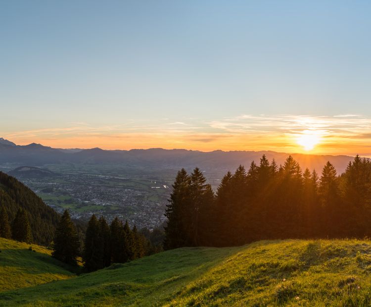 Sonnenuntergang Schuttannen mit Blick ins Rheintal Sonnenuntergang Schuttannen mit Blick ins Rheintal