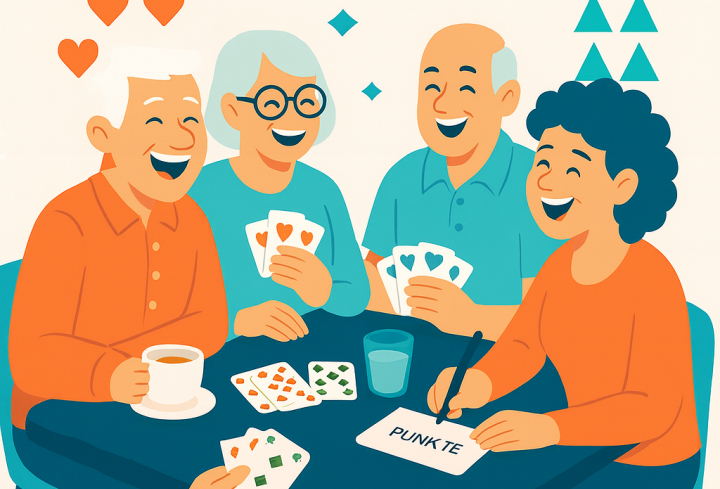 Eine Gruppe von Menschen, die Karten spielen Eine Gruppe von Menschen, die Karten spielen