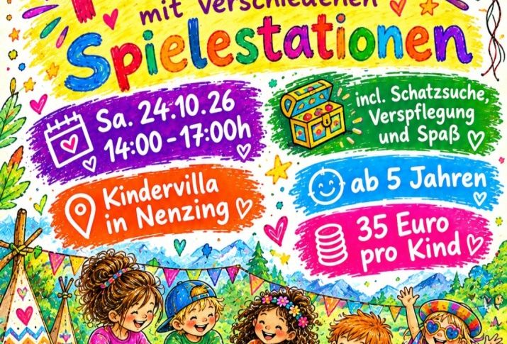 Ein Plakat mit Cartoon-Kindern, die im Gras spielen