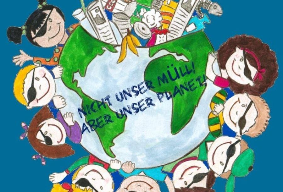 Eine Gruppe von Kindern rund um die Erde Eine Gruppe von Kindern rund um die Erde