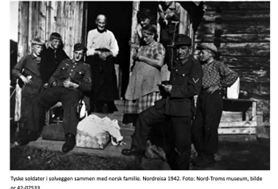 Deutsche Soldaten mit norwegischer Familie. Nordreisa 1942. Deutsche Soldaten mit norwegischer Familie. Nordreisa 1942.