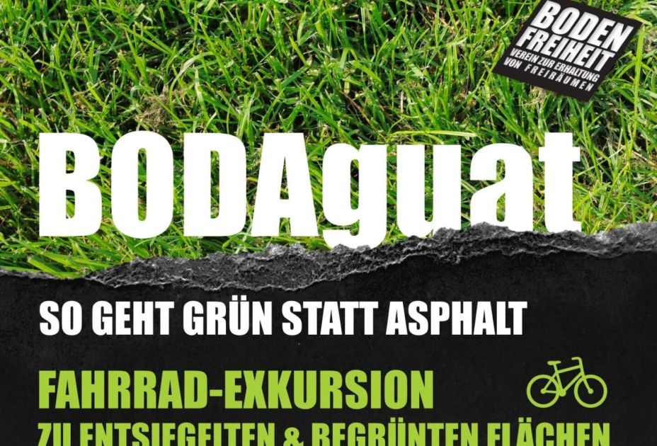 Schriftzug Bodaguat - So geht grün statt Asphalt Schriftzug Bodaguat - So geht grün statt Asphalt