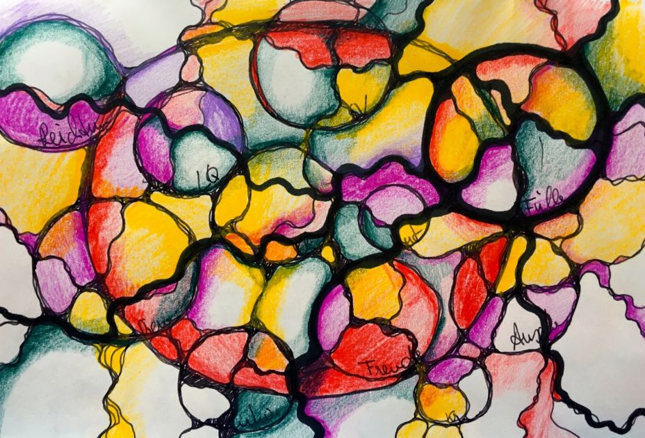 Eine bunte Zeichnung von Kreisen Eine bunte Zeichnung von Kreisen