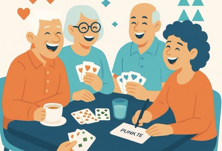 Eine Gruppe von Menschen, die Karten spielen Eine Gruppe von Menschen, die Karten spielen