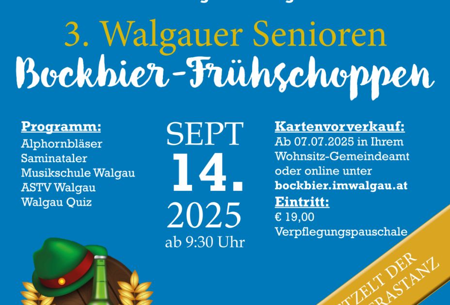 Einladung zum 3. Walgauer Senioren Bockbier Frühschoppen Einladung zum 3. Walgauer Senioren Bockbier Frühschoppen