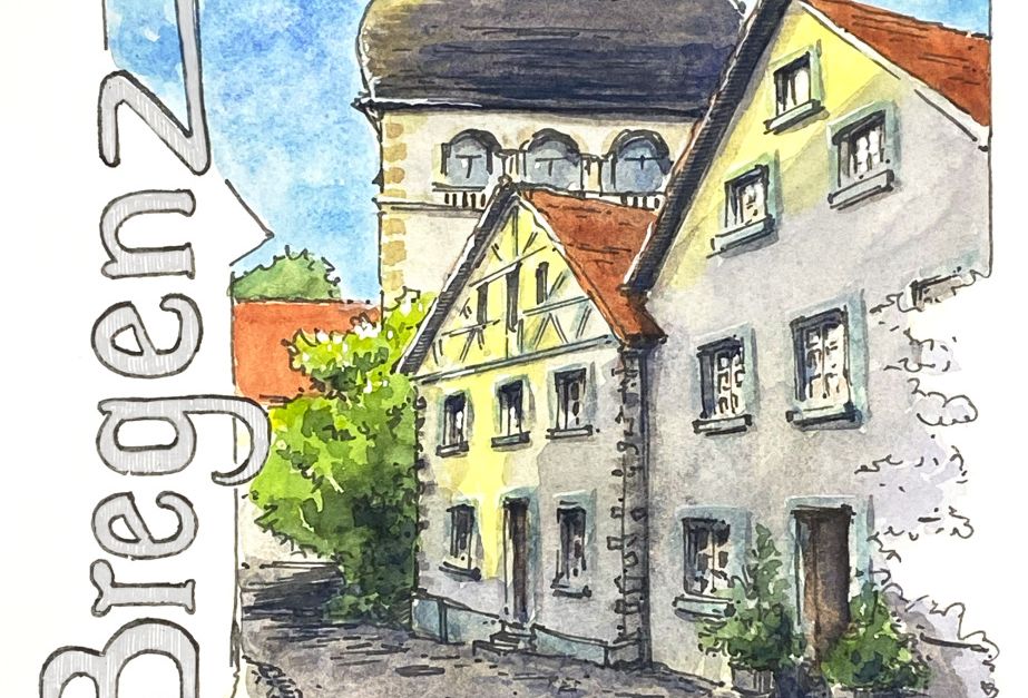 Ein Aquarell einer StraÃe mit Gebäuden Ein Aquarell einer StraÃe mit Gebäuden