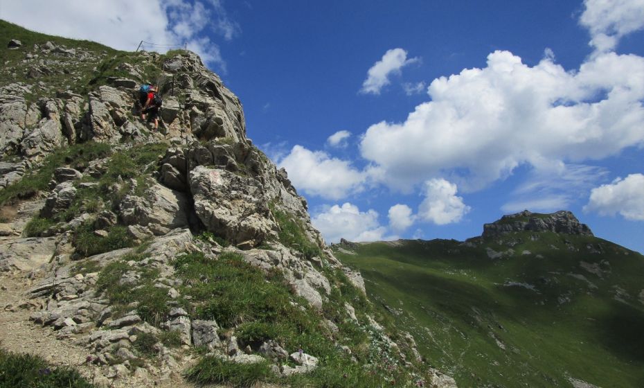 Erich Zucalli - www.guideservice.at Die einzige ausgesetzte und seilgesicherte Stelle unserer Bergtour