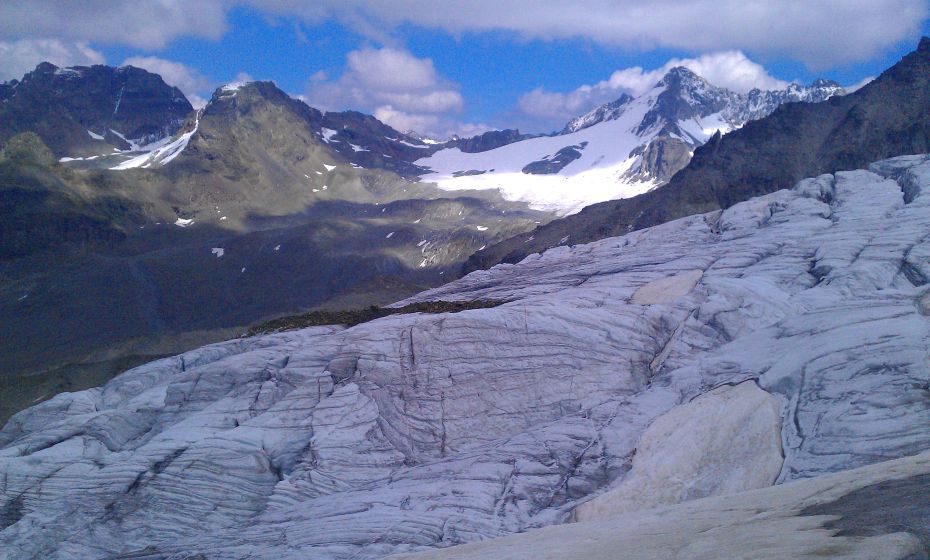 Julia Mangeng - Silvretta Historica; Marion Ebster Ochsentaler Gletscher mit Dreiländerspitze