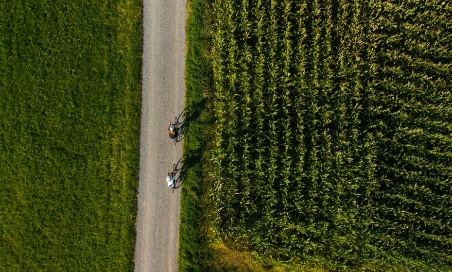 Fahrradfahrer von oben Fahrradfahrer von oben