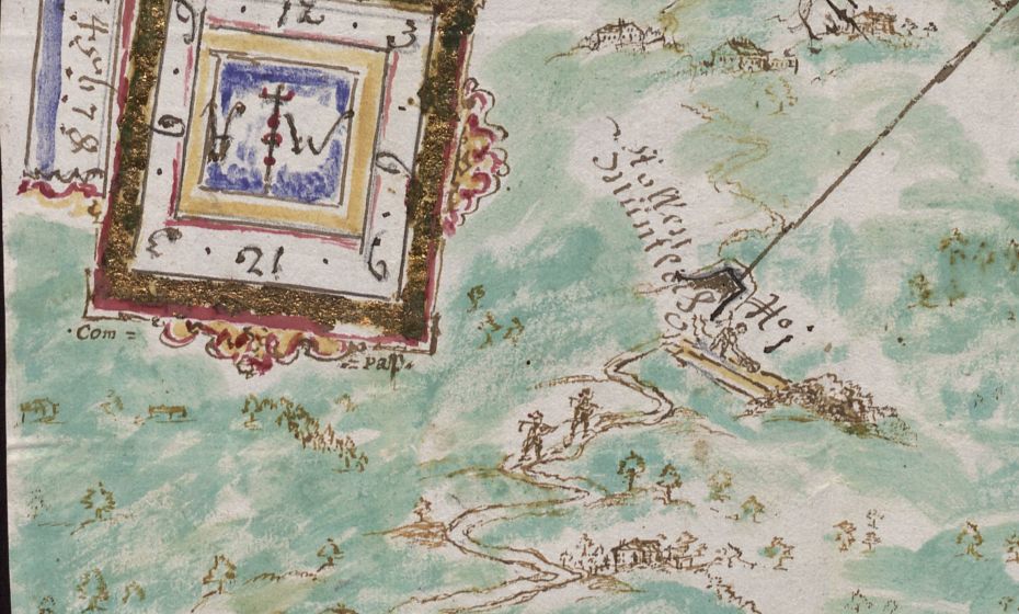 BartholomÃ¤berger Aquarell 1745 Ausschnitt Vlbg. Landesarchiv