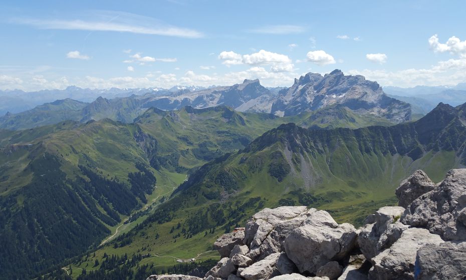 Blick vom Saulakopf Drusenstock und Silvretta