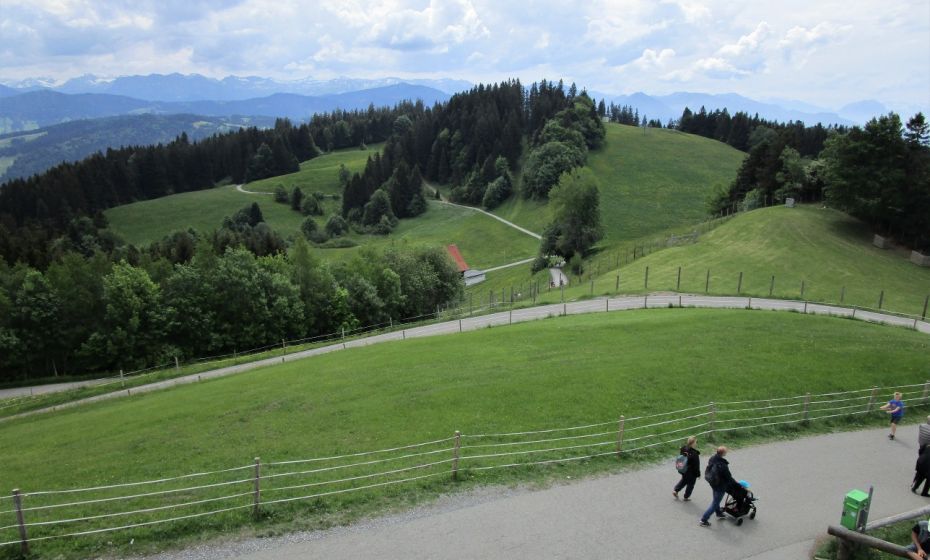 Start der Wanderung auf breitem Weg bis zum Gasthof Pfänderdohle Start der Wanderung auf breitem Weg bis zum Gasthof Pfänderdohle