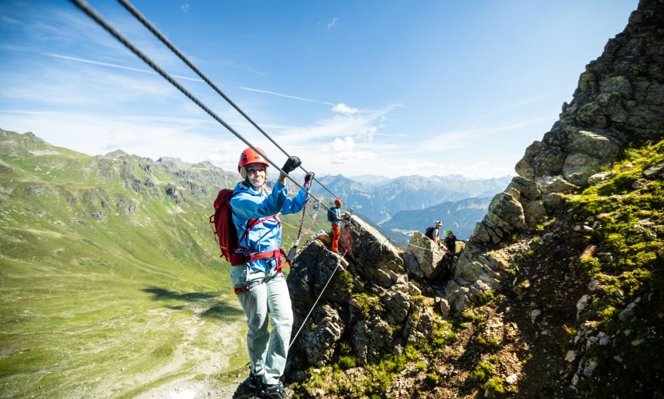 Seilbrücke VAUDE Klettersteig Gargellner Köpfe Seilbrücke VAUDE Klettersteig Gargellner Köpfe