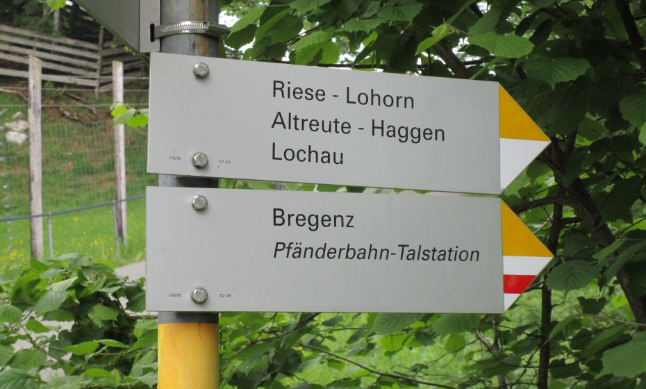 Am unteren Ende des Wildparks die Abzweigung zur Talstation