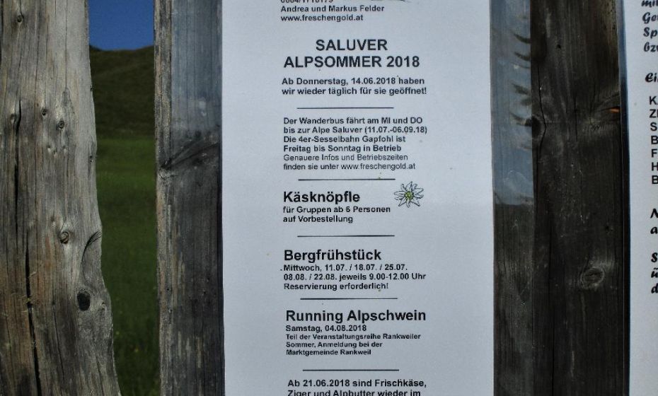 Die Angebote der Unteren Saluveralpe laden zur Einkehr ein Die Angebote der Unteren Saluveralpe laden zur Einkehr ein